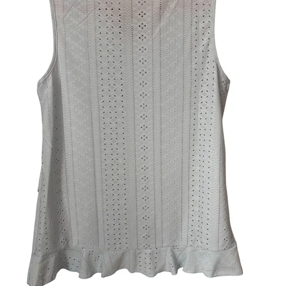 Light Blue Scalloped Eyelet Ruffled Tank Top - Size M - Picture 5 of 6